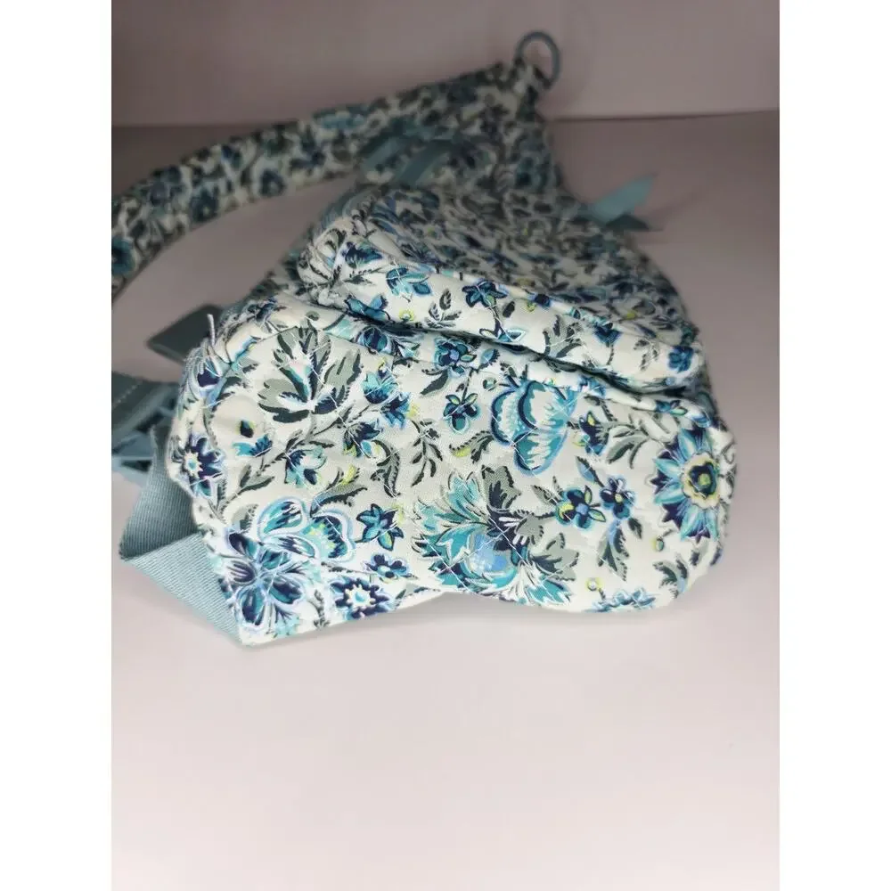 VERA BRADLEY Iconic Sling Backpack Bag CLOUD VINE Aqua Blue Floral Crossbody